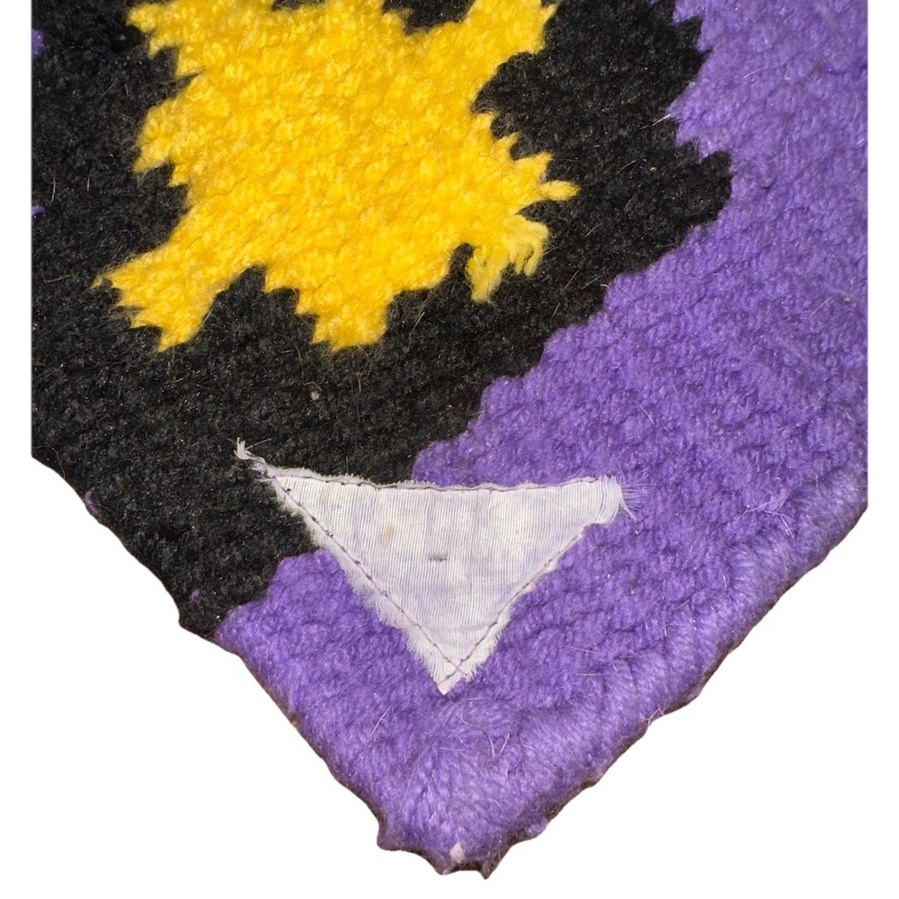Mayatex Vintage Heavy Wool Saddle Blanket Horse Show Purple Yellow Aztec 35x33.5 - Picture 4 of 4